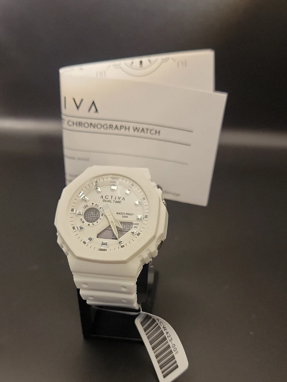 NWT Activa Sonar Invicta Mens Watch 45.5mm Digital White Chronograph ACW423-001
